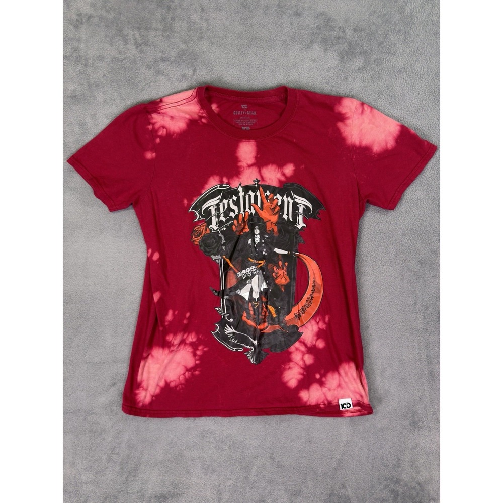 100 v Guilty Gear Shirt Womens Medium Red Pink Tie Dye Testament Short Sleeve